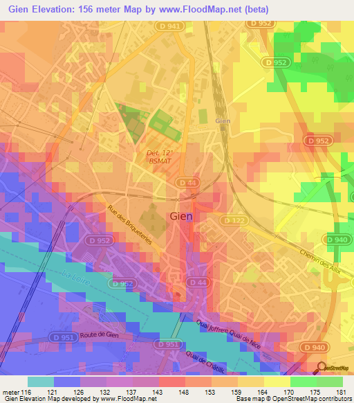 Gien,France Elevation Map