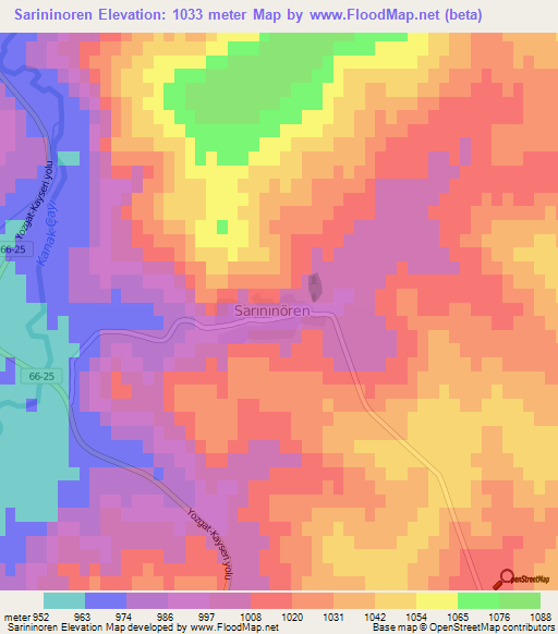 Sarininoren,Turkey Elevation Map