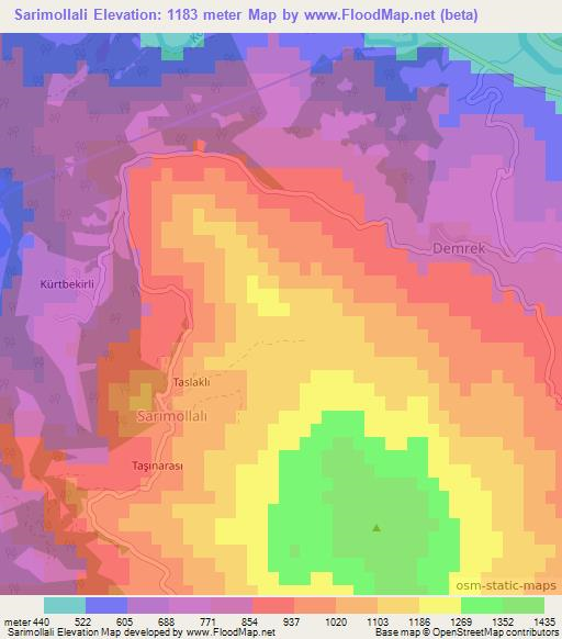 Sarimollali,Turkey Elevation Map