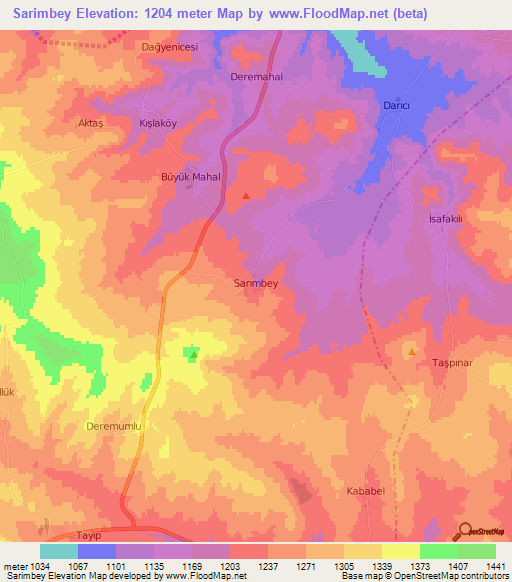 Sarimbey,Turkey Elevation Map