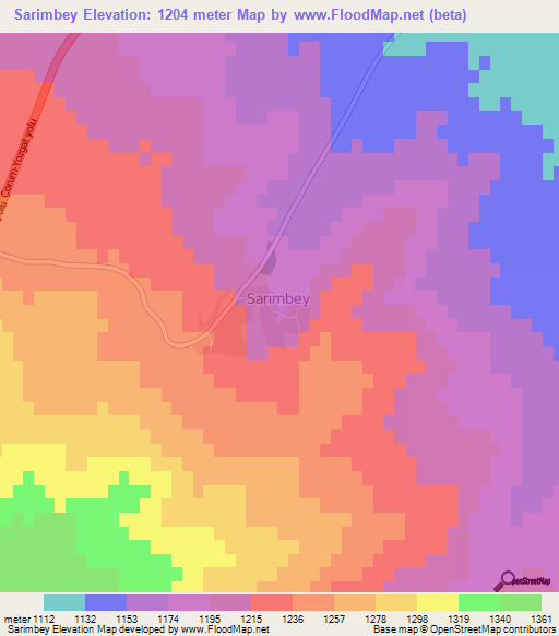 Sarimbey,Turkey Elevation Map