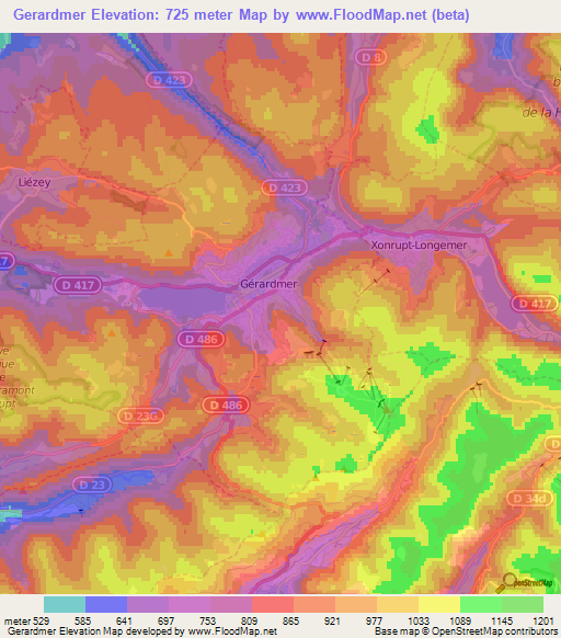 Gerardmer,France Elevation Map