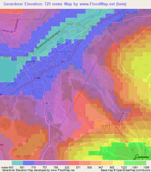 Gerardmer,France Elevation Map