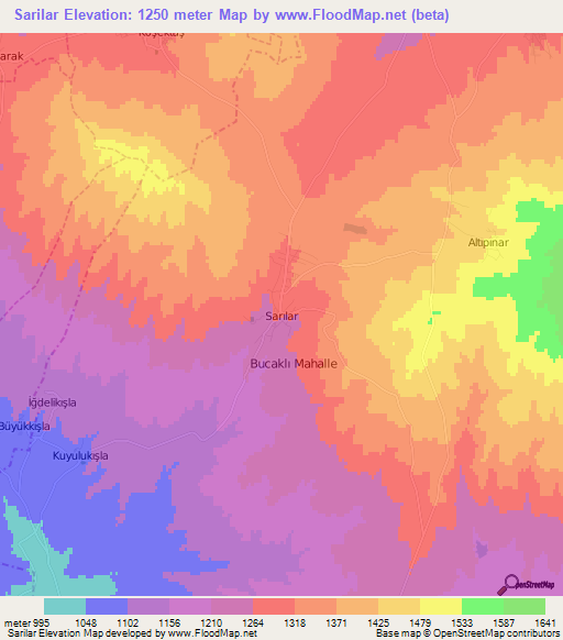 Sarilar,Turkey Elevation Map