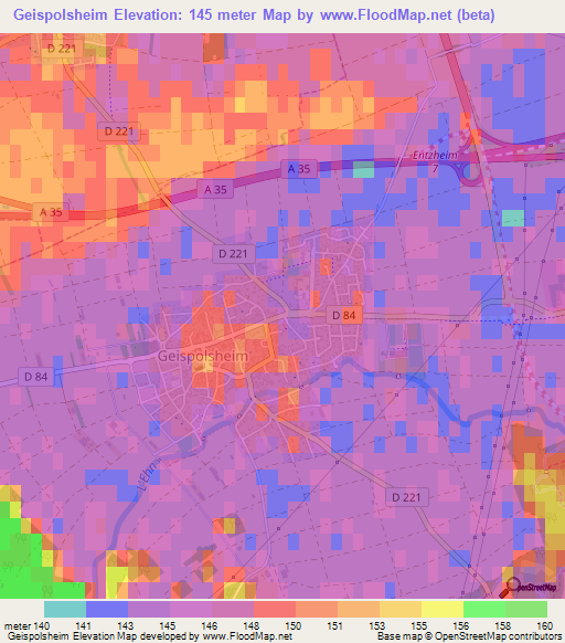 Geispolsheim,France Elevation Map