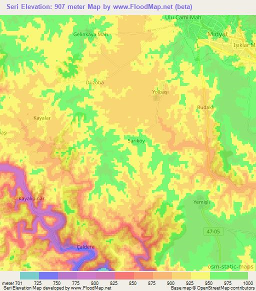 Seri,Turkey Elevation Map