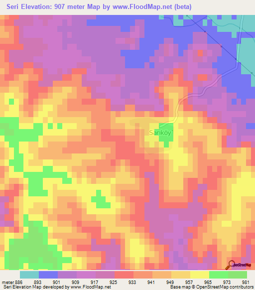 Seri,Turkey Elevation Map