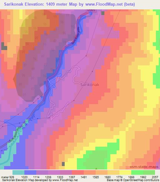 Sarikonak,Turkey Elevation Map