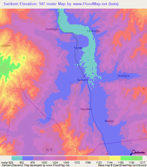 Sarikent,Turkey Elevation Map