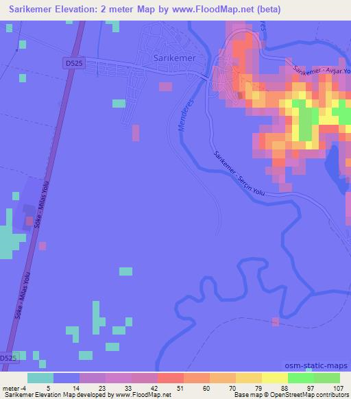 Sarikemer,Turkey Elevation Map