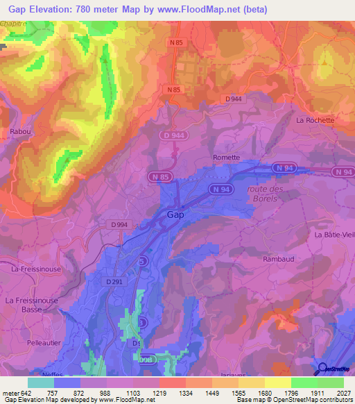 Gap,France Elevation Map