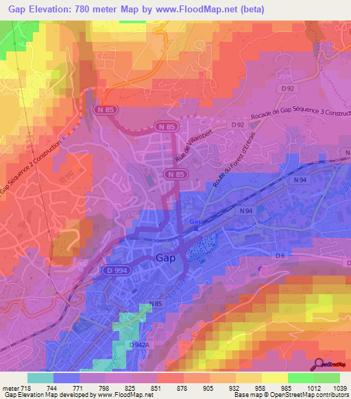 Gap,France Elevation Map