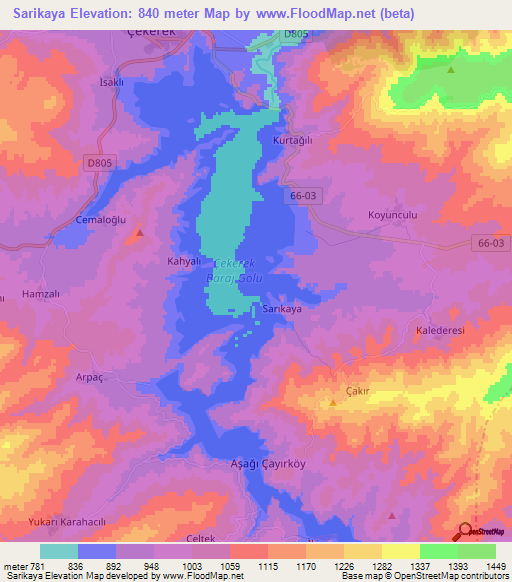 Sarikaya,Turkey Elevation Map