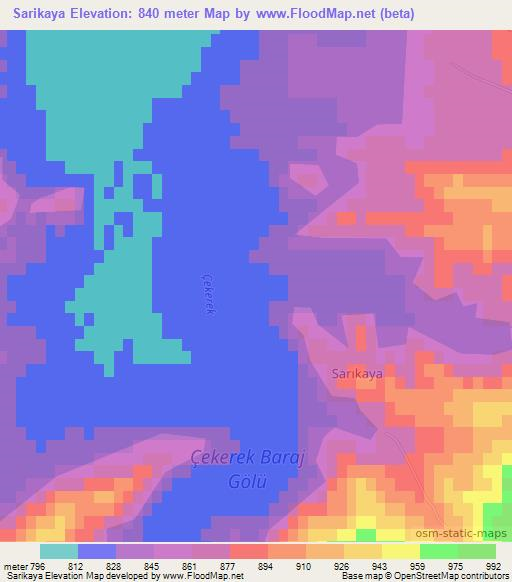 Sarikaya,Turkey Elevation Map