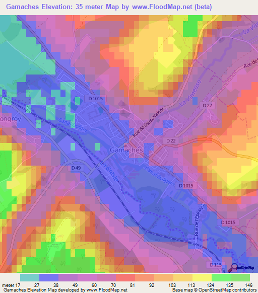 Gamaches,France Elevation Map