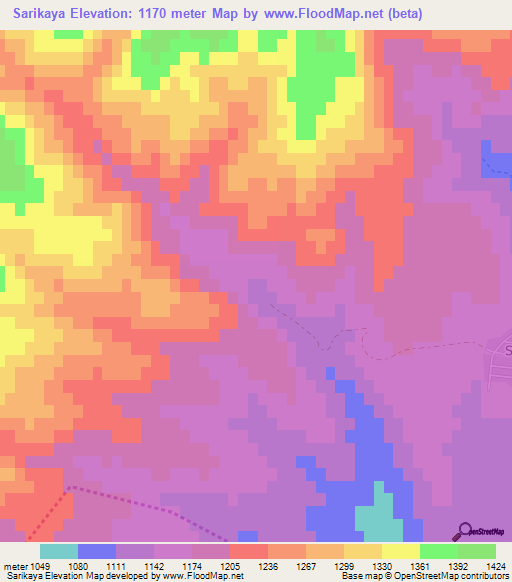 Sarikaya,Turkey Elevation Map