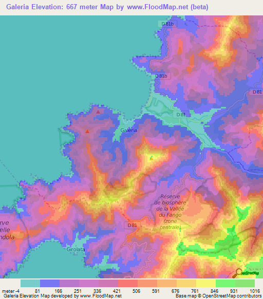 Galeria,France Elevation Map