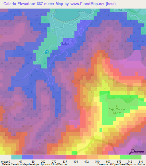 Galeria,France Elevation Map