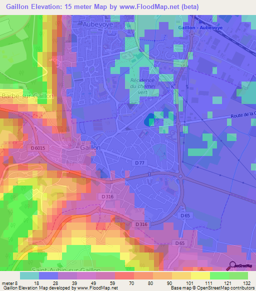 Gaillon,France Elevation Map