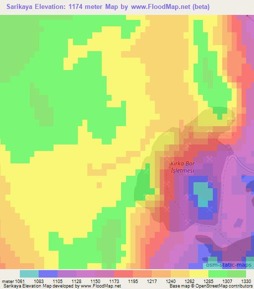 Sarikaya,Turkey Elevation Map