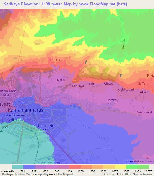 Sarikaya,Turkey Elevation Map