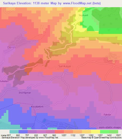 Sarikaya,Turkey Elevation Map