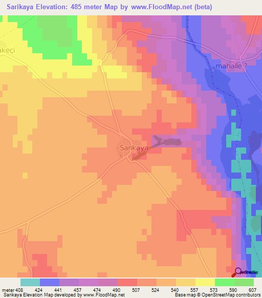 Sarikaya,Turkey Elevation Map