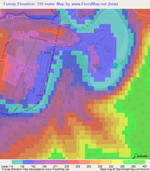 Fumay,France Elevation Map