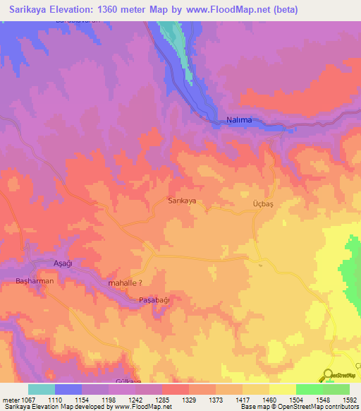 Sarikaya,Turkey Elevation Map