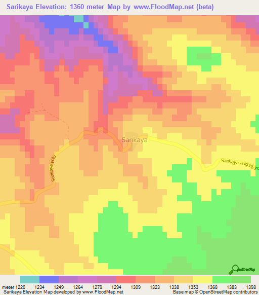 Sarikaya,Turkey Elevation Map