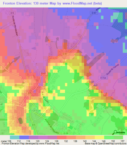 Fronton,France Elevation Map