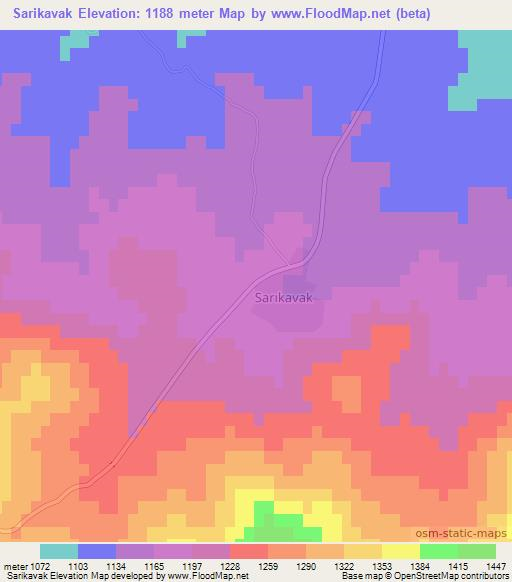 Sarikavak,Turkey Elevation Map