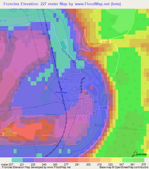 Froncles,France Elevation Map