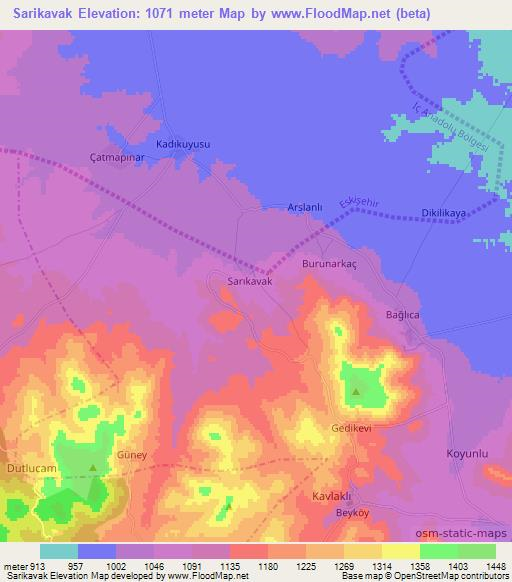 Sarikavak,Turkey Elevation Map