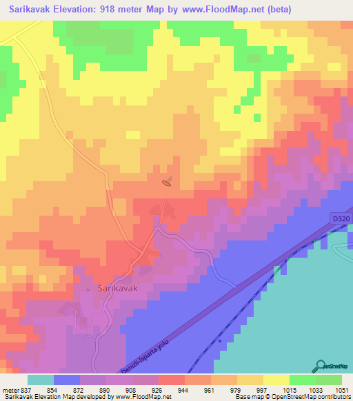 Sarikavak,Turkey Elevation Map