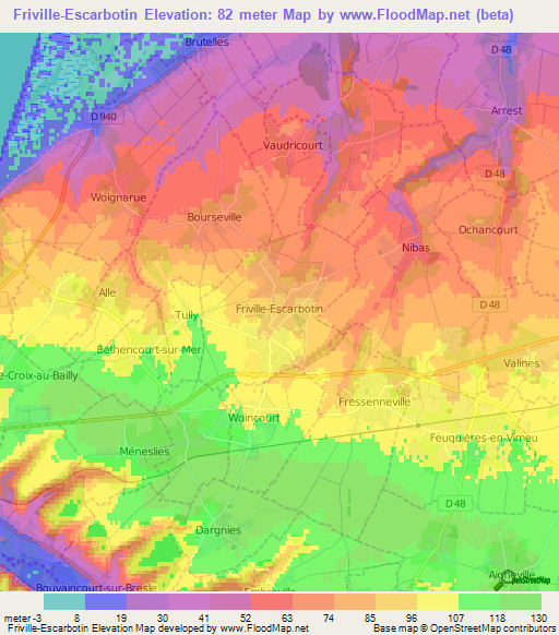 Friville-Escarbotin,France Elevation Map