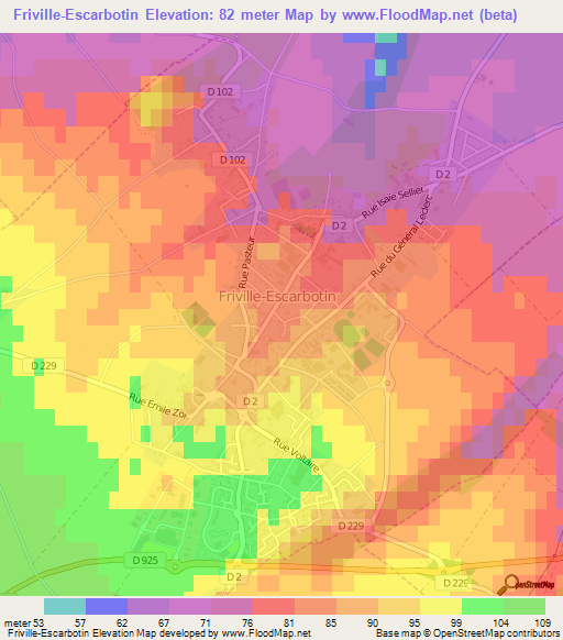 Friville-Escarbotin,France Elevation Map