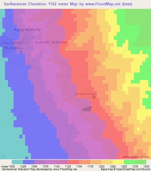 Sarikaraman,Turkey Elevation Map