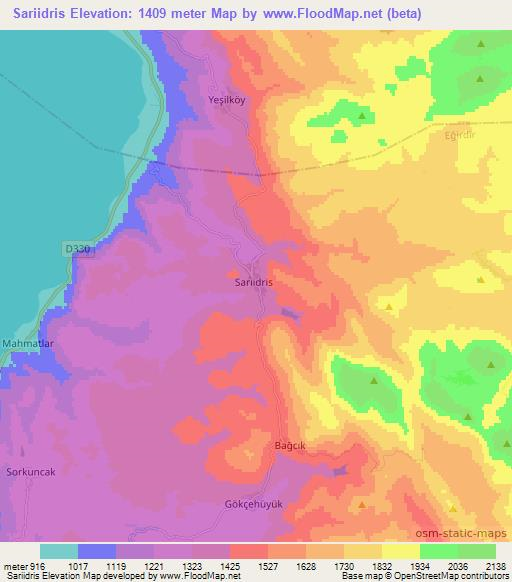 Sariidris,Turkey Elevation Map