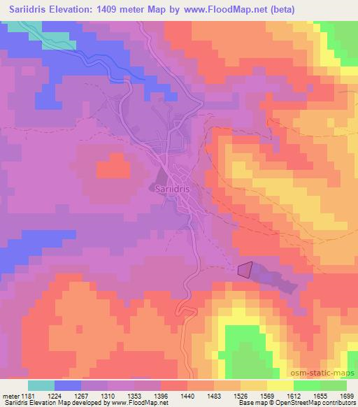 Sariidris,Turkey Elevation Map