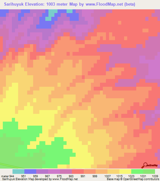 Sarihuyuk,Turkey Elevation Map