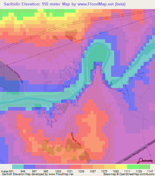 Sarihidir,Turkey Elevation Map