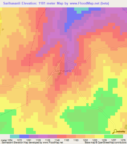 Sarihasanli,Turkey Elevation Map