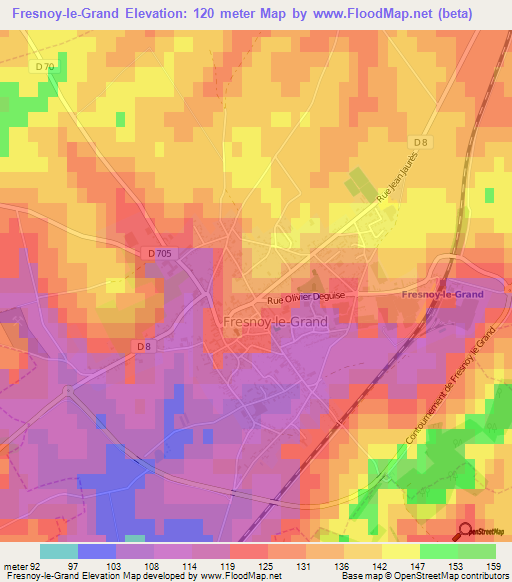 Fresnoy-le-Grand,France Elevation Map