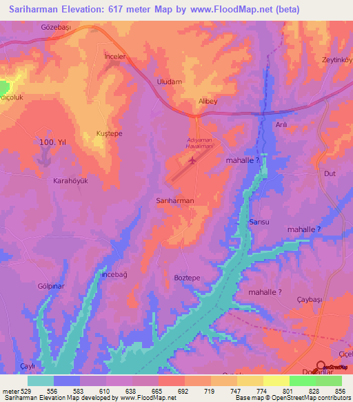 Sariharman,Turkey Elevation Map