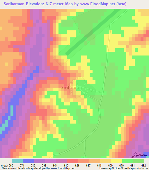 Sariharman,Turkey Elevation Map