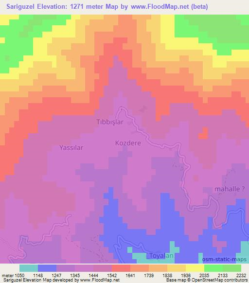 Sariguzel,Turkey Elevation Map