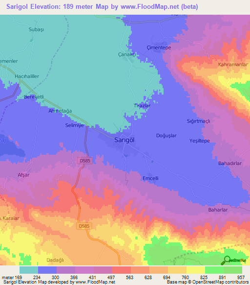 Sarigol,Turkey Elevation Map