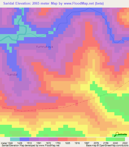 Saridal,Turkey Elevation Map