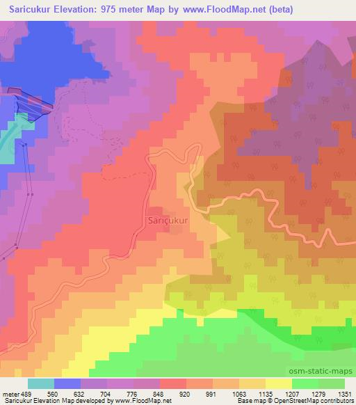 Saricukur,Turkey Elevation Map